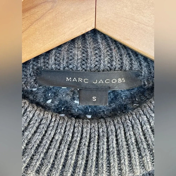 Marc Jacobs Aran Charcoal Chunky Cable Knit Wool Sweater Pullover small - Picture 7 of 16